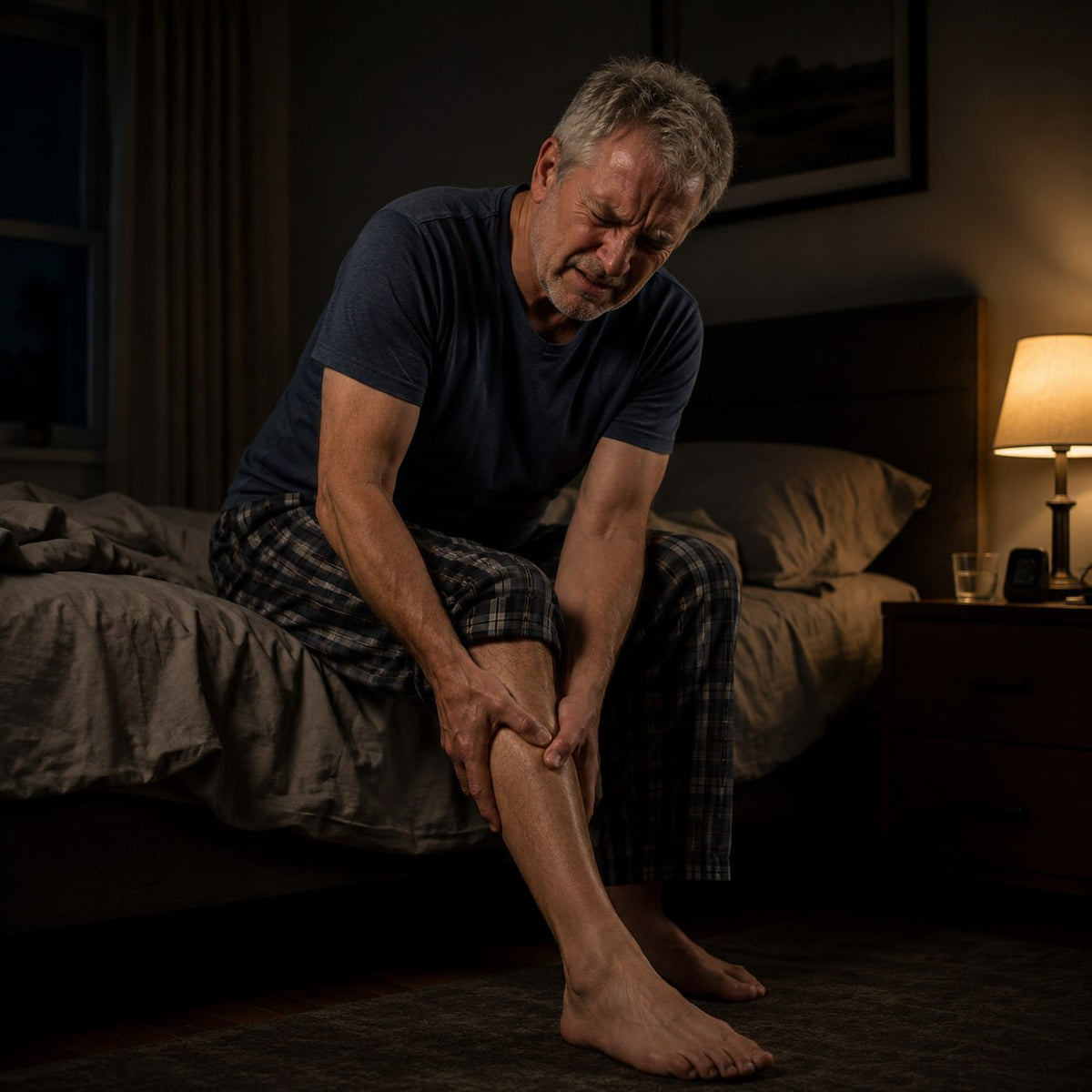 Lunara calf therapy sleeve used at home before bedtime